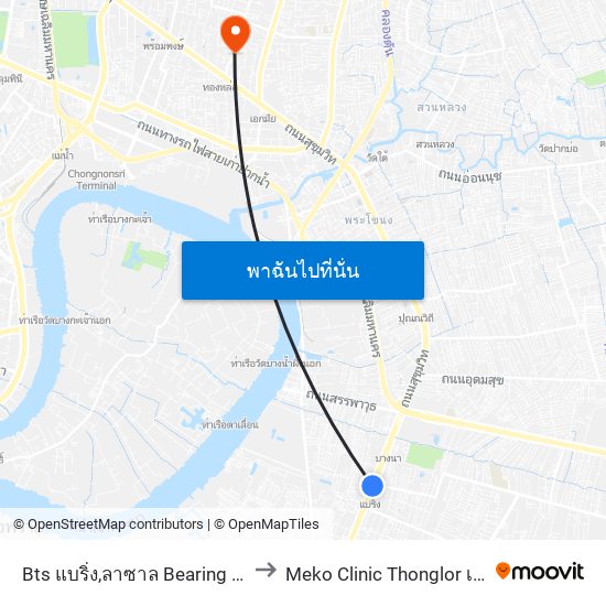 Bts แบริ่ง,ลาซาล Bearing Skytrain Station, Lasal to Meko Clinic Thonglor เมโกะ สาขา ทองหล่อ map