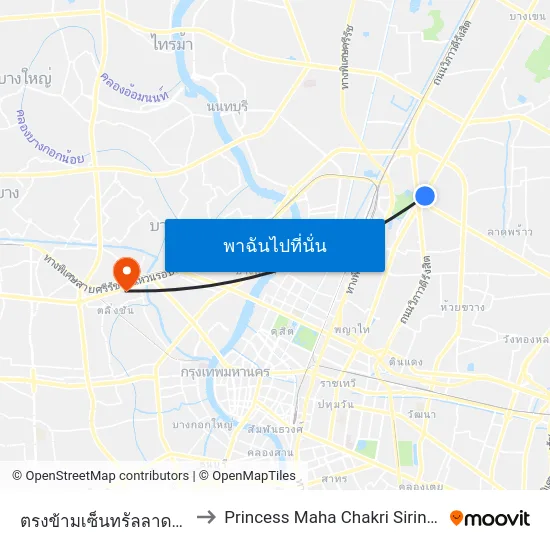 ตรงข้ามเซ็นทรัลลาดพร้าว  Central Ladprao to Princess Maha Chakri Sirindhorn Anthropology Center map