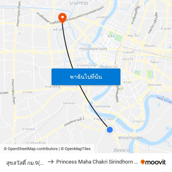 สุขสวัสดิ์ กม.9(ลงทางด่วน) to Princess Maha Chakri Sirindhorn Anthropology Center map