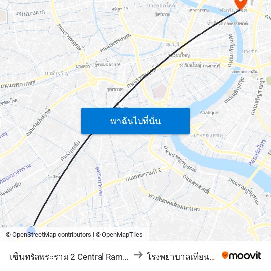 เซ็นทรัลพระราม 2 Central Rama 2 to โรงพยาบาลเทียนฟ้า map