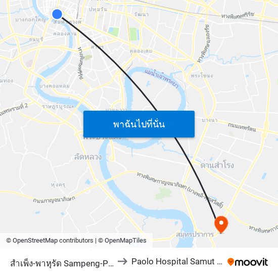 สำเพ็ง-พาหุรัด Sampeng-Phahurat to Paolo Hospital Samut Prakan map