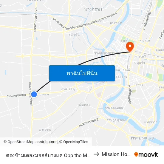 ตรงข้ามเดอะมอลล์บางแค Opp the Mall Bangkae to Mission Hospital map