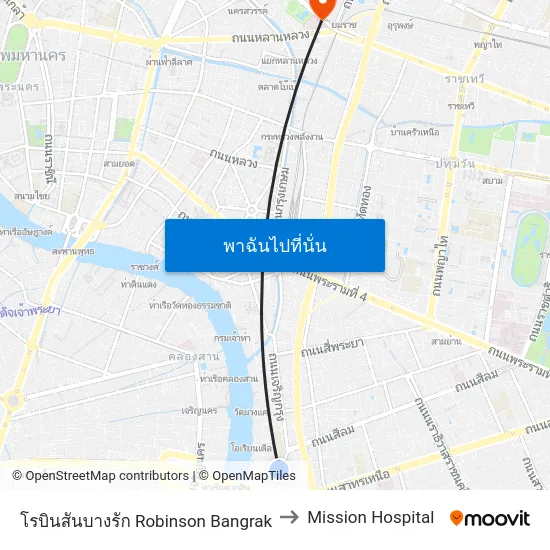 โรบินสันบางรัก Robinson Bangrak to Mission Hospital map