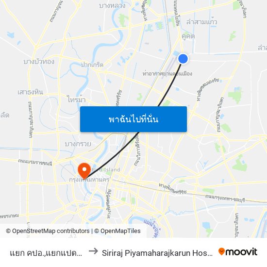 แยก คปอ.,แยกแปดแฉก Yaek Khopo , Yaek Paet Chaek to Siriraj Piyamaharajkarun Hospital (SiPH) (โรงพยาบาลศิริราช ปิยมหาราชการุณย์) map