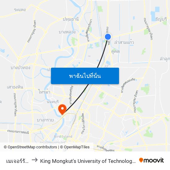 เมเจอร์รังสิต Major Rangsit to King Mongkut's University of Technology North Bangkok (KMUTNB) (มหาวิทยาลัยเทคโนโลยีพระจอมเกล้าพระน map