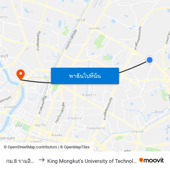 กม.8 รามอินทรา Komo 8 Ram In Thra to King Mongkut's University of Technology North Bangkok (KMUTNB) (มหาวิทยาลัยเทคโนโลยีพระจอมเกล้าพระน map