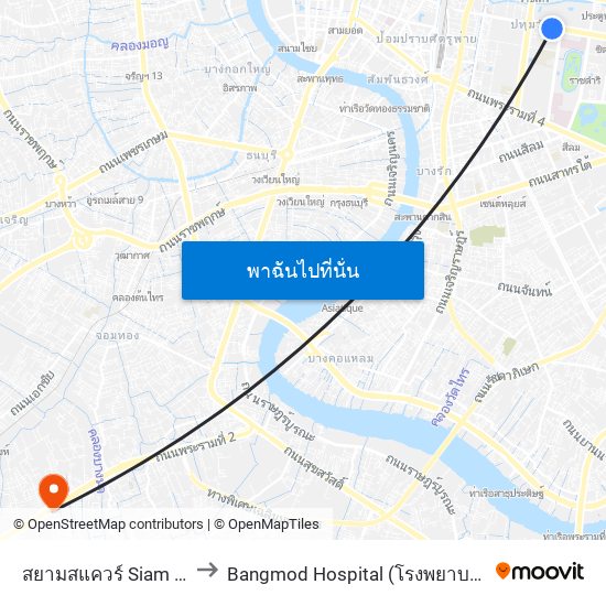สยามสแควร์ Siam Square to Bangmod Hospital (โรงพยาบาลบางมด) map