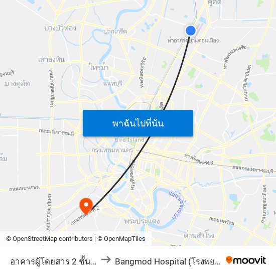 อาคารผู้โดยสาร 2 ชั้น 1 ประตู 12 to Bangmod Hospital (โรงพยาบาลบางมด) map