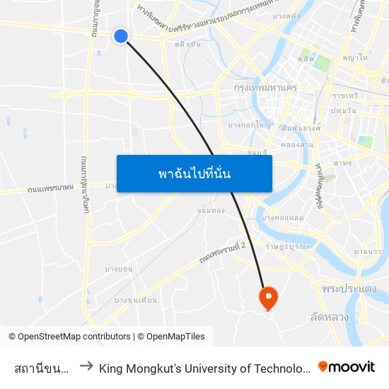 สถานีขนส่งสายใต้ใหม่(ตลิ่งชัน) to King Mongkut's University of Technology Thonburi (KMUTT) (มหาวิทยาลัยเทคโนโลยีพระจอมเกล้าธนบุรี (KM map