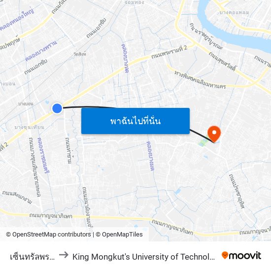 เซ็นทรัลพระราม 2 Central Rama 2 to King Mongkut's University of Technology Thonburi (KMUTT) (มหาวิทยาลัยเทคโนโลยีพระจอมเกล้าธนบุรี (KM map