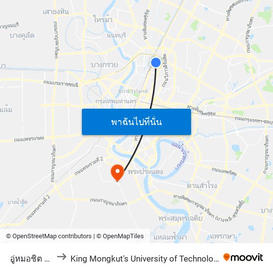 อู่หมอชิต 2 Mochit 2 Bus Depot to King Mongkut's University of Technology Thonburi (KMUTT) (มหาวิทยาลัยเทคโนโลยีพระจอมเกล้าธนบุรี (KM map