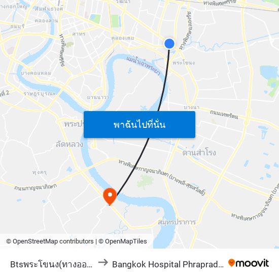 Btsพระโขนง(ทางออก3) Bts Phra Khanong (Exit 3) to Bangkok Hospital Phrapradaeng (โรงพยาบาลกรุงเทพ พระประแดง) map