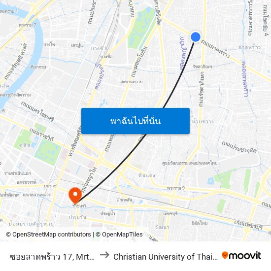 ซอยลาดพร้าว 17, Mrt ลาดพร้าว ,ลาดพร้าว 19 to Christian University of Thailand (มหาวิทยาลัยคริสเตียน) map