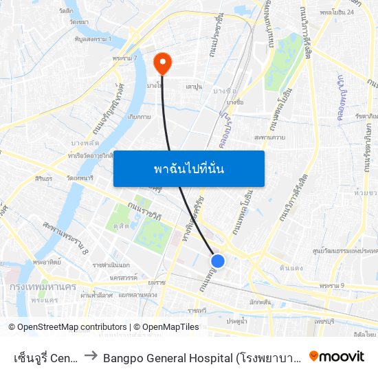 เซ็นจูรี่ Century to Bangpo General Hospital (โรงพยาบาลบางโพ) map
