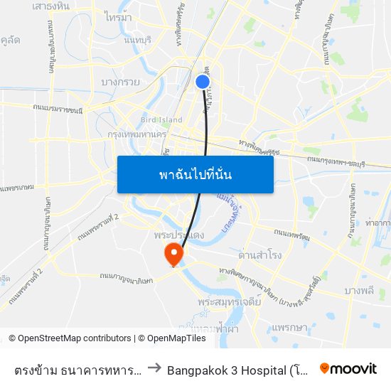 ตรงข้าม ธนาคารทหารไทย (สำนักงานใหญ่) to Bangpakok 3 Hospital (โรงพยาบาลบางปะกอก 3) map