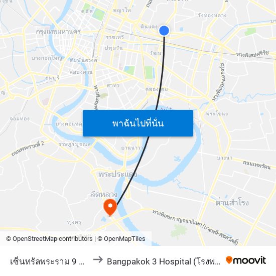 เซ็นทรัลพระราม 9 Central Rama 9 to Bangpakok 3 Hospital (โรงพยาบาลบางปะกอก 3) map