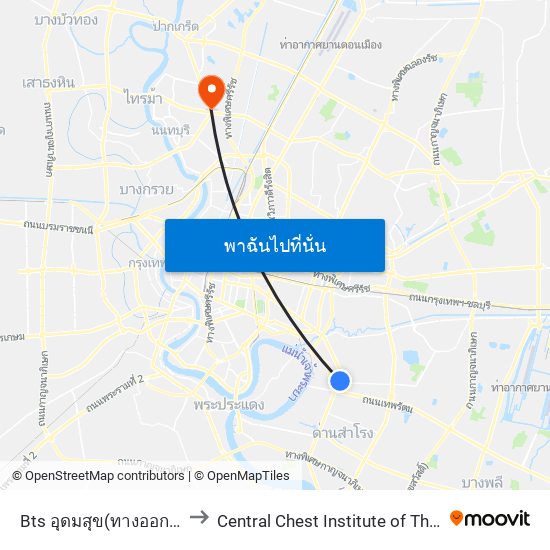 Bts อุดมสุข(ทางออก 1) Bts Udomsuk (Exit 1) to Central Chest Institute of Thailand (CCIT) (สถาบันโรคทรวงอก) map