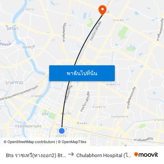 Bts ราชเทวี(ทางออก2) Bts Ratchathewi (Exit 2) to Chulabhorn Hospital (โรงพยาบาลจุฬาภรณ์) map