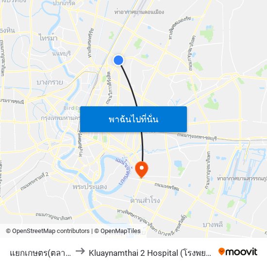 แยกเกษตร(ตลาดอมรพันธ์) to Kluaynamthai 2 Hospital (โรงพยาบาลกล้วยน้ำไทย 2) map