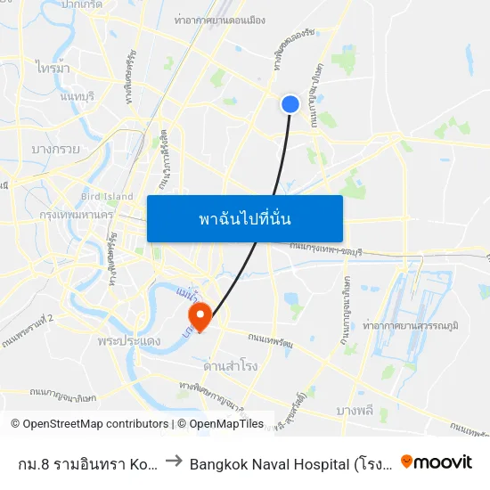 กม.8 รามอินทรา Komo 8 Ram In Thra to Bangkok Naval Hospital (โรงพยาบาลทหารเรือกรุงเทพ) map