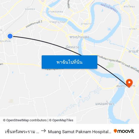 เซ็นทรัลพระราม 2 Central Rama 2 to Muang Samut Paknam Hospital (โรงพยาบาลเมืองสมุทรปากน้ำ) map