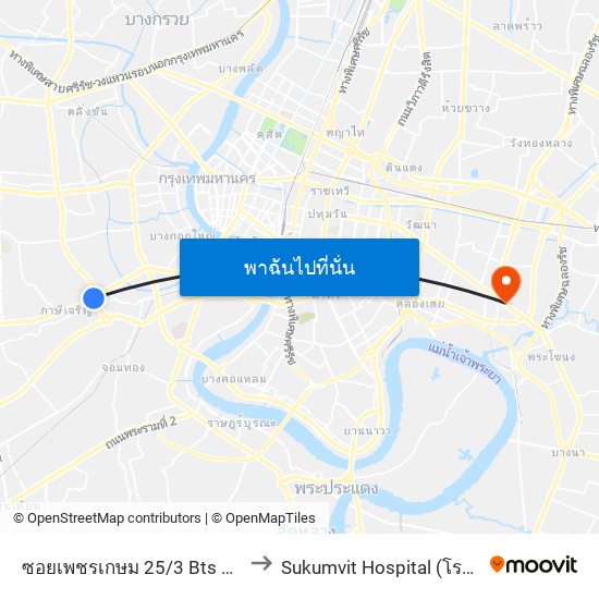ซอยเพชรเกษม 25/3 Bts บางหว้า (ทางออก4) to Sukumvit Hospital (โรงพยาบาลสุขุมวิท) map