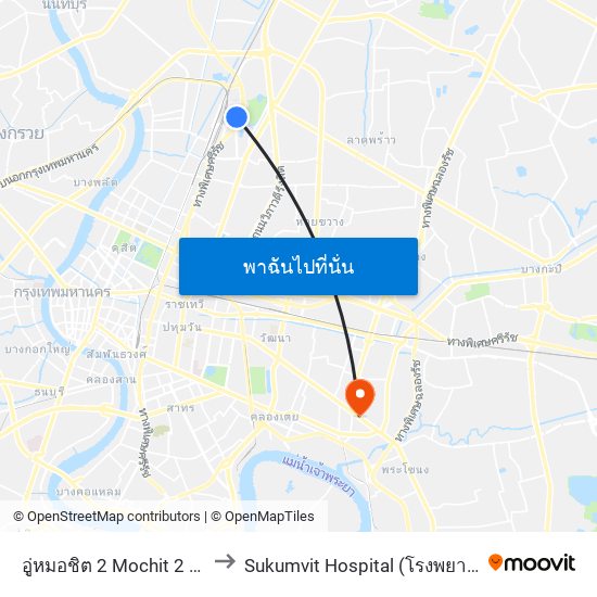 อู่หมอชิต 2 Mochit 2 Bus Depot to Sukumvit Hospital (โรงพยาบาลสุขุมวิท) map