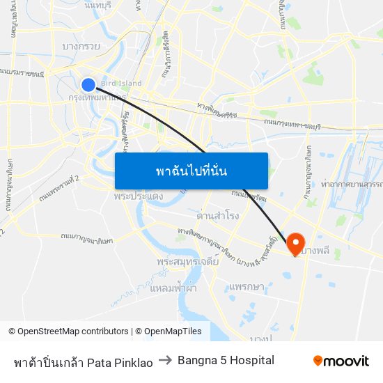 พาต้าปิ่นเกล้า Pata Pinklao to Bangna 5 Hospital map