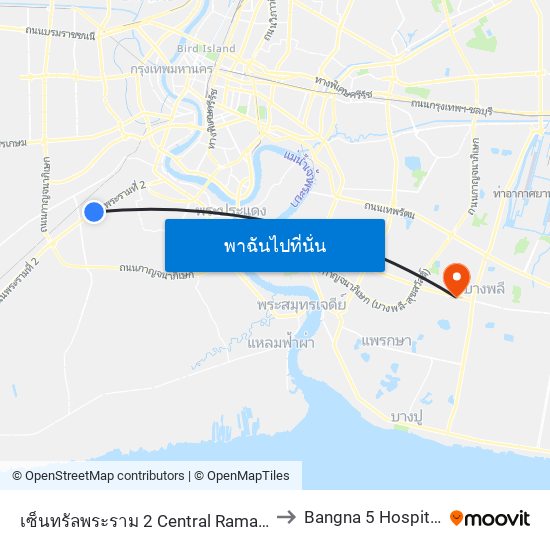 เซ็นทรัลพระราม 2 Central Rama 2 to Bangna 5 Hospital map