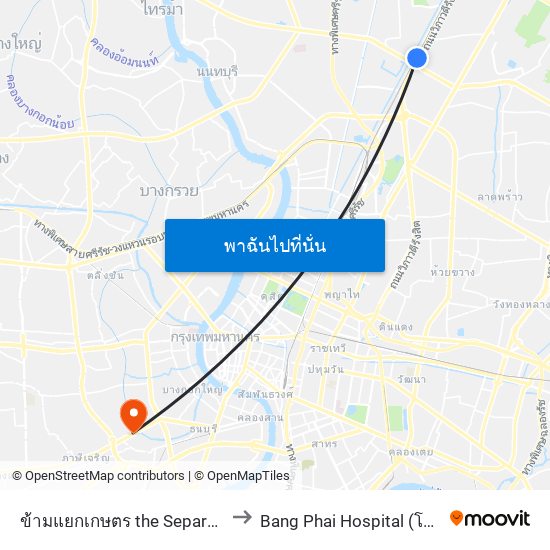ข้ามแยกเกษตร the Separation Of Agriculture to Bang Phai Hospital (โรงพยาบาลบางไผ่) map