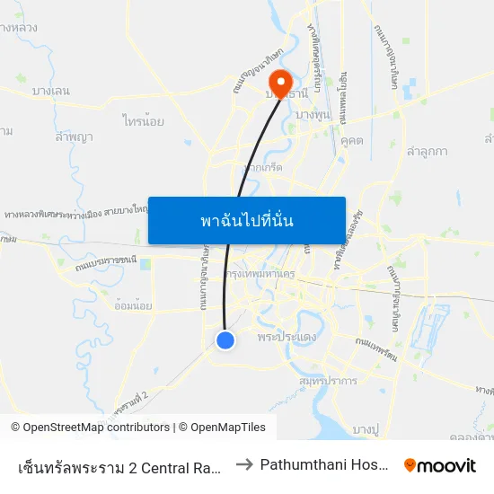เซ็นทรัลพระราม 2 Central Rama 2 to Pathumthani Hospital map