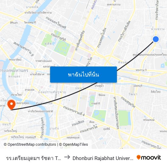 รร.เตรียมอุดมฯ รัชดา Triamudom Ratchada School to Dhonburi Rajabhat University (มหาวิทยาลัยราชภัฎธนบุรี) map