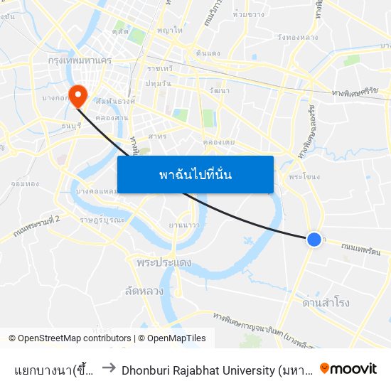 แยกบางนา(ขึ้นทางด่วน) to Dhonburi Rajabhat University (มหาวิทยาลัยราชภัฎธนบุรี) map
