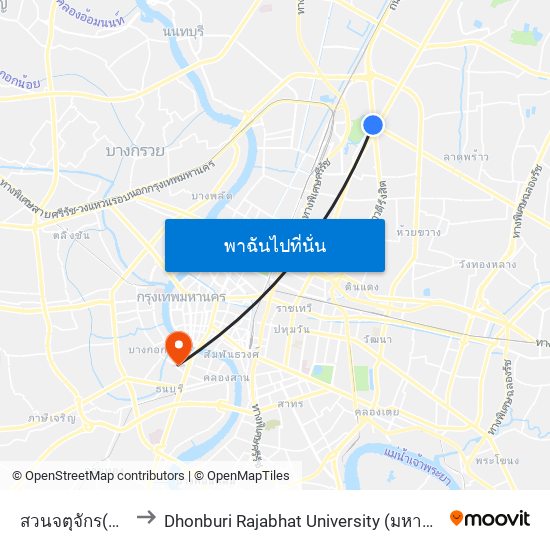 สวนจตุจักร(ฝั่งวิภาวดี) to Dhonburi Rajabhat University (มหาวิทยาลัยราชภัฎธนบุรี) map
