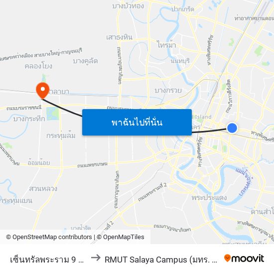เซ็นทรัลพระราม 9 Central Rama 9 to RMUT Salaya Campus (มทร. รัตนโกสินทร์ ศาลายา) map