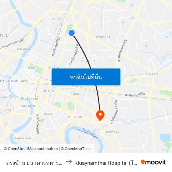 ตรงข้าม ธนาคารทหารไทย (สำนักงานใหญ่) to Kluaynamthai Hospital (โรงพยาบาลกล้วยน้ำไท) map