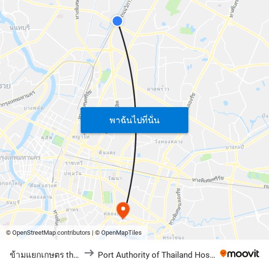 ข้ามแยกเกษตร the Separation Of Agriculture to Port Authority of Thailand Hospital (โรงพยาบาลการท่าเรือแห่งประเทศไทย) map