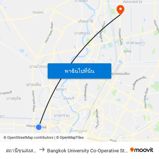 สถานีขนส่งสายใต้ใหม่(ตลิ่งชัน) to Bangkok University Co-Operative Store (ร้านสหกรณ์มหาวิทยาลัยกรุงเทพ จำกัด) map