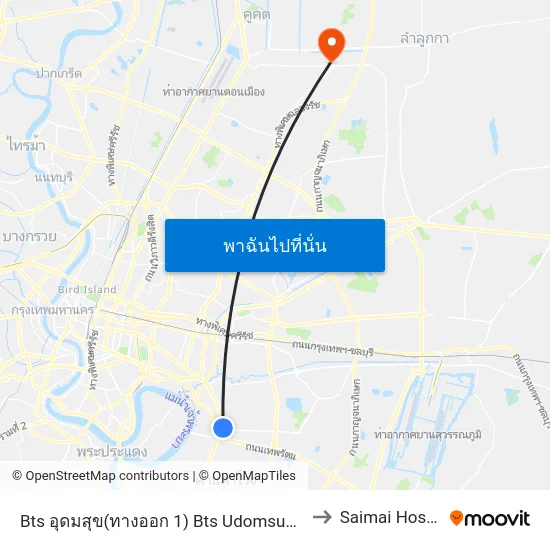 Bts อุดมสุข(ทางออก 1) Bts Udomsuk (Exit 1) to Saimai Hospital map
