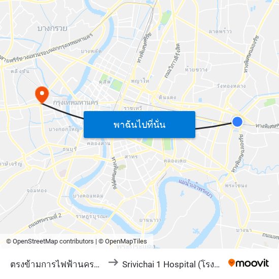 ตรงข้ามการไฟฟ้านครหลวงเขตบางกะปิ to Srivichai 1 Hospital (โรงพยาบาลศรีวิชัย 1) map