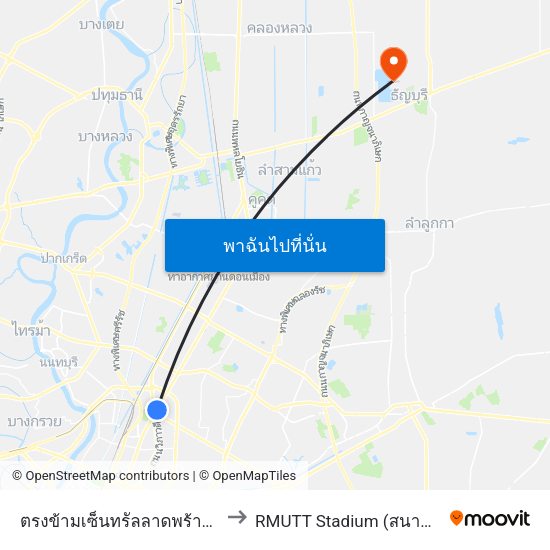 Map Rmutt ตรงข้ามเซ็นทรัลลาดพร้าว Central LadpraoไปยังRMUTT Stadium (สนามกีฬามทร ...