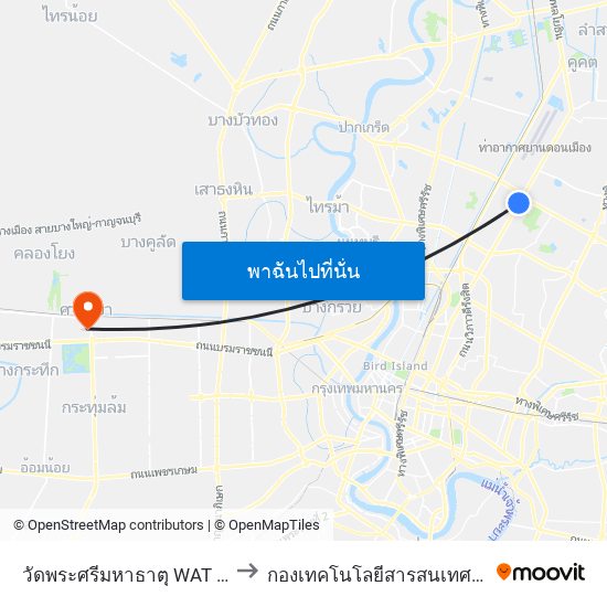 วัดพระศรีมหาธาตุ WAT Phra Si Mahathat to กองเทคโนโลยีสารสนเทศ มหาวิทยาลัยมหิดล map