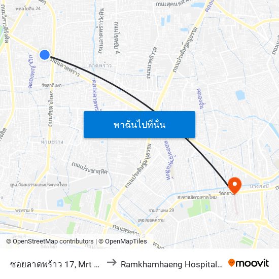 ซอยลาดพร้าว 17, Mrt ลาดพร้าว ,ลาดพร้าว 19 to Ramkhamhaeng Hospital (โรงพยาบาลรามคำแหง) map