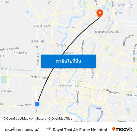 ตรงข้ามเดอะมอลล์บางแค Opp the Mall Bangkae to Royal Thai Air Force Hospital-Er (โรงพยาบาลทหารอากาศ สีกัน-ฉุกเฉิน) map