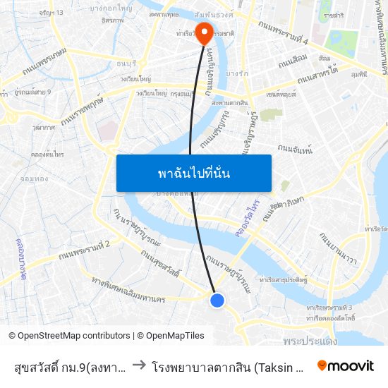 สุขสวัสดิ์ กม.9(ลงทางด่วน) to โรงพยาบาลตากสิน (Taksin Hospital) map