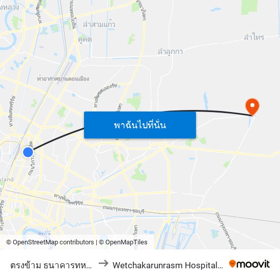 ตรงข้าม ธนาคารทหารไทย (สำนักงานใหญ่) to Wetchakarunrasm Hospital (โรงพยาบาลเวชการุณย์รัศมิ์) map