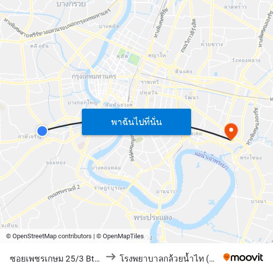 ซอยเพชรเกษม 25/3 Bts บางหว้า (ทางออก4) to โรงพยาบาลกล้วยน้ำไท (Kluaynamthai Hospital) map