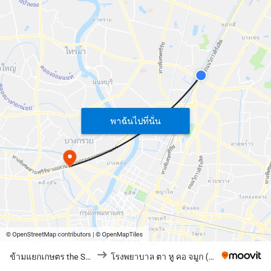 ข้ามแยกเกษตร the Separation Of Agriculture to โรงพยาบาล ตา หู คอ จมูก (Eye Ear Nose Throat Hospital) map