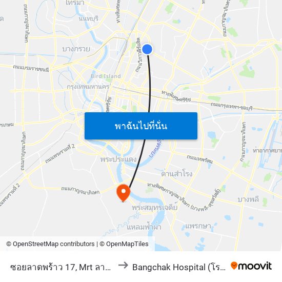 ซอยลาดพร้าว 17, Mrt ลาดพร้าว ,ลาดพร้าว 19 to Bangchak Hospital (โรงพยาบาลบางจาก) map