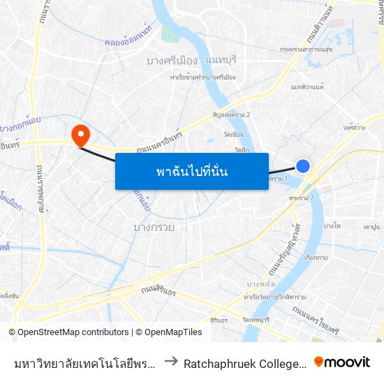 มหาวิทยาลัยเทคโนโลยีพระจอมเกล้าพระนครเหนือ to Ratchaphruek College (วิทยาลัยราชพฤกษ์) map